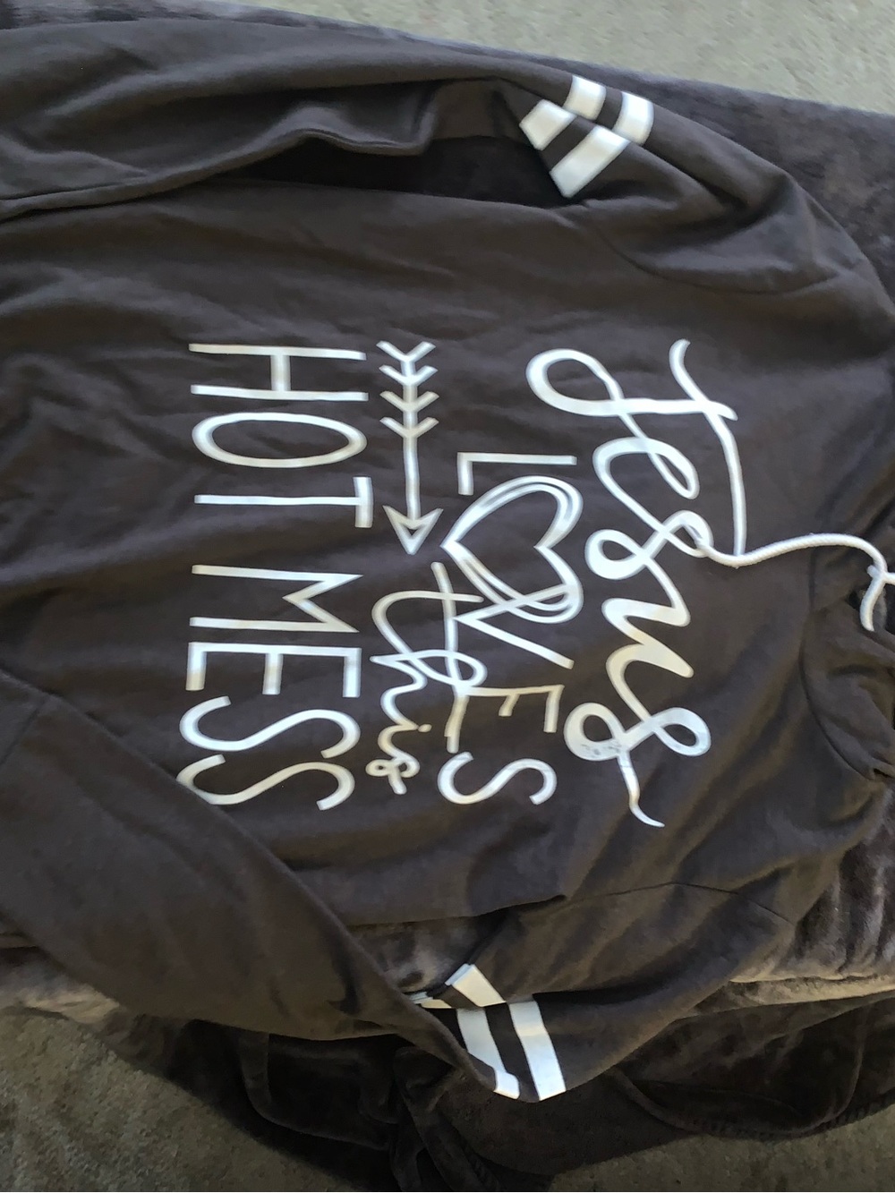 On Fire Charcoal Hoodie with White Graphic